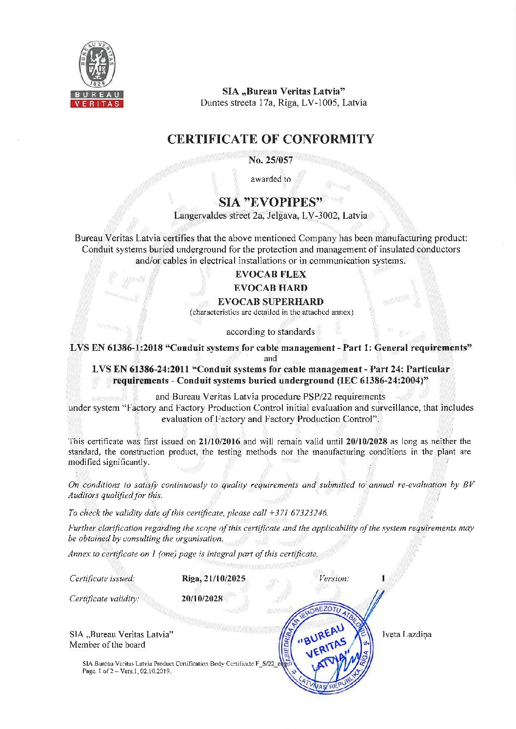 EVOCAB FLEX, HARD, SUPERHARD Certificate ENG